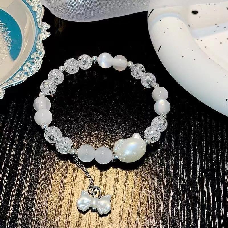 And Sweet Cute Heart Charm Bracelet Diy Handmade Cat Eye Gift Stone
