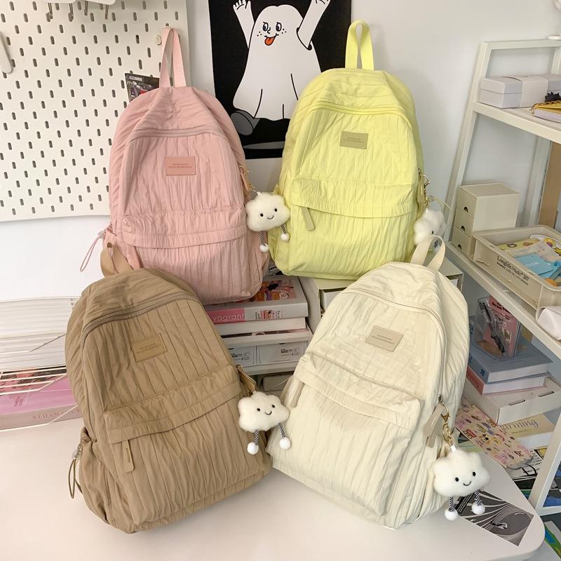 Large Capacity Solid Color Lightweight Elementary School Student Backpack High Value Girl Versatile Backpack