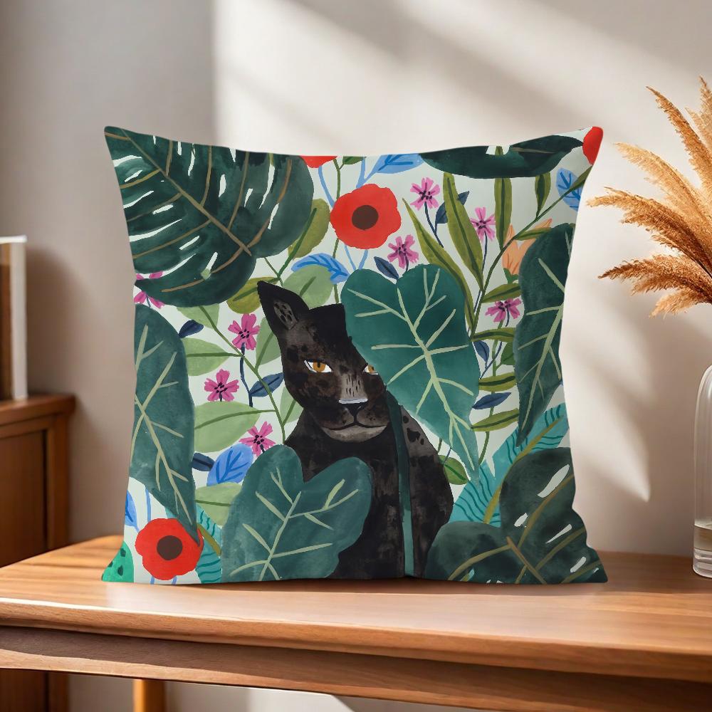 Fashion Tropical Jungle Flowers Plants Comfortable Soft Pillow Case for Sofa Living Room Home Office Decor and Protective Covers