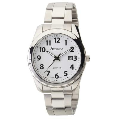Crefer Analogue Waterproof Watch with Date Display and Metal Silver Men's Band, SD-AM048-WTS,