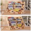 Solid Wood Kids Sling Bookshelf With Canvas Pockets And Large Capacity Perfect For Nursery Playroom Bedroom