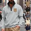 Pulover bărbătesc larg și casual bicolor din fleece cu guler înalt, hanorac cu mâneci lungi cu jumătate de fermoar