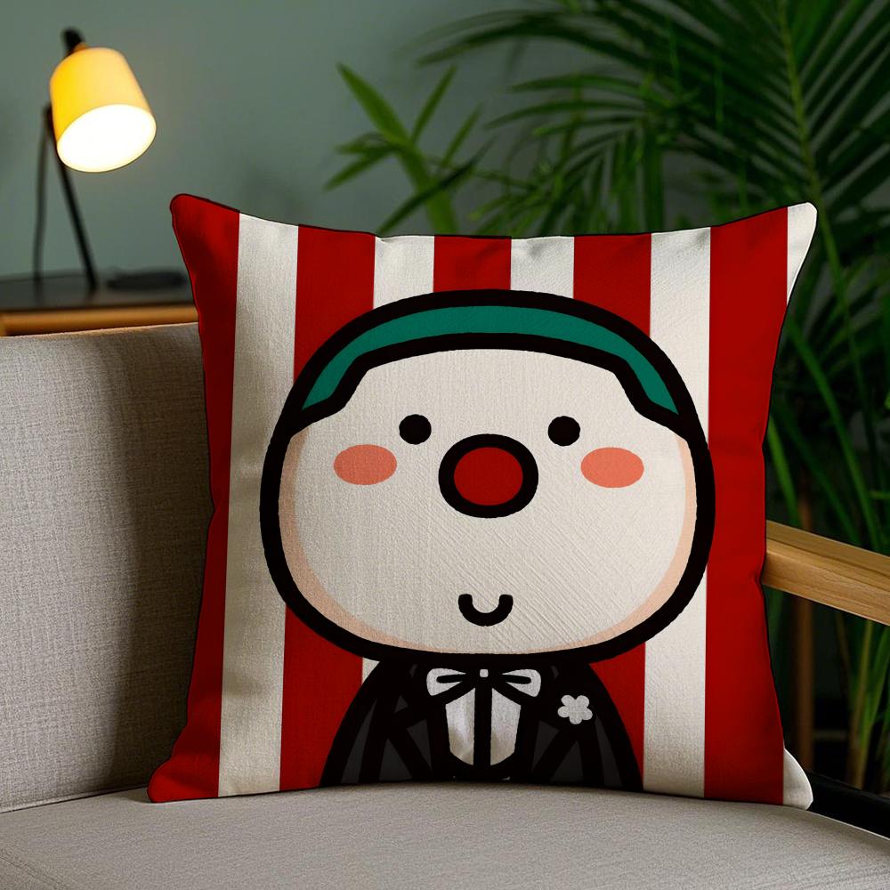 Cute Cartoon Couple Cushion Cover Soft Short Plush Double-Sided Printing Home Decor Machine Washable Pillow Case Gift