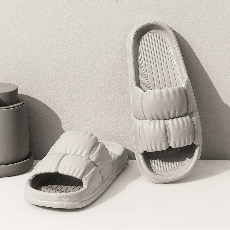 

Новые стильные свисающие плиссированные тапочки-лепестки для мужчин и женщин, домашние тапочки для дома и улицы на платформе с нескользящей подошвой для пар 44-45 серый