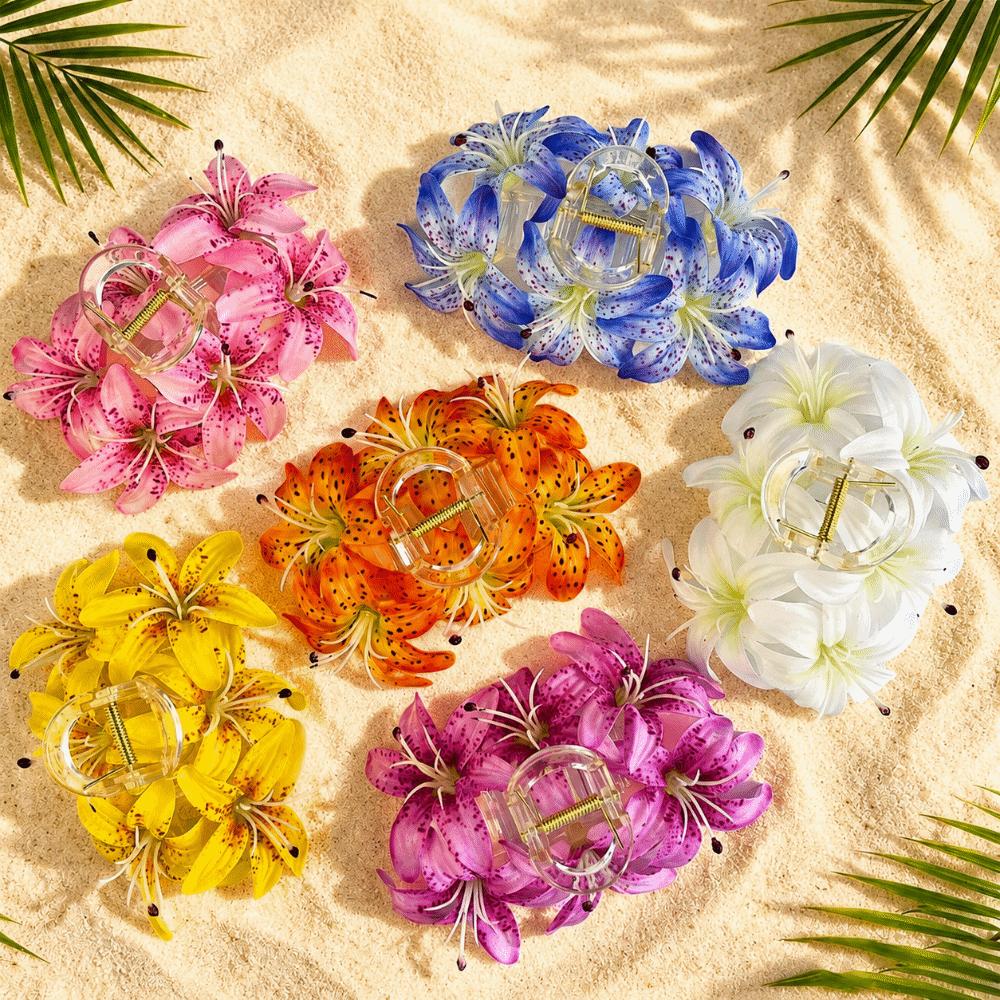 Artificial Floral Hair Claw Simulated Flower Hair Clip Colorful Flower Hairpin  Beach Outfits