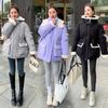 Lacivert yaka günlük pamuklu giysiler kadın kış yeni kuzu yünü kontrast renk moda patlaması bol palto trend