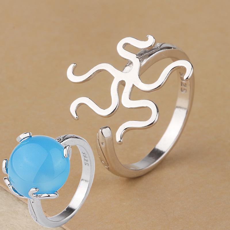 Tingxiang S925 Sterling Silver White Gold DIY Ring Holder for Men & Women - Beeswax, Amber, Turquoise, Pixiu Design Irregular Ring Holder