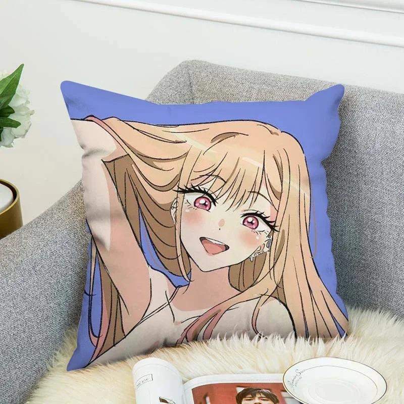 Pilow Cases Kitagawa Marin Couple Pillow Pillowcases 50X50 Decorative Pillows For Sofa Car Decoration Cushion Cover Luxury Anime