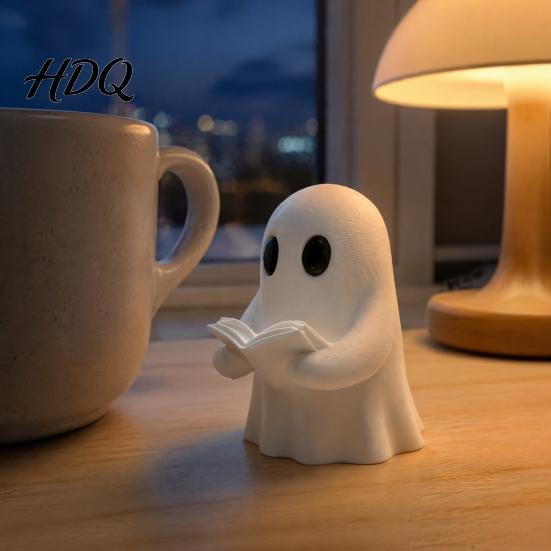 Unique Ghost Gifts for Kids Halloween Mini Reading Book Ornament 3D Printed Cute Little Decorative Figures Bookshelves Figurine Durable PLA Creative