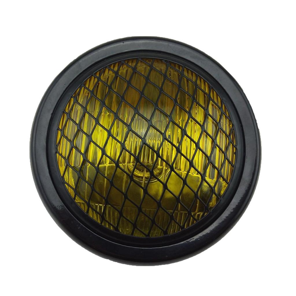 TASWK Universal Motorcycle Glass Lens Headlight, 12V, 6.5 Inch, 18 Cm (Yellow)