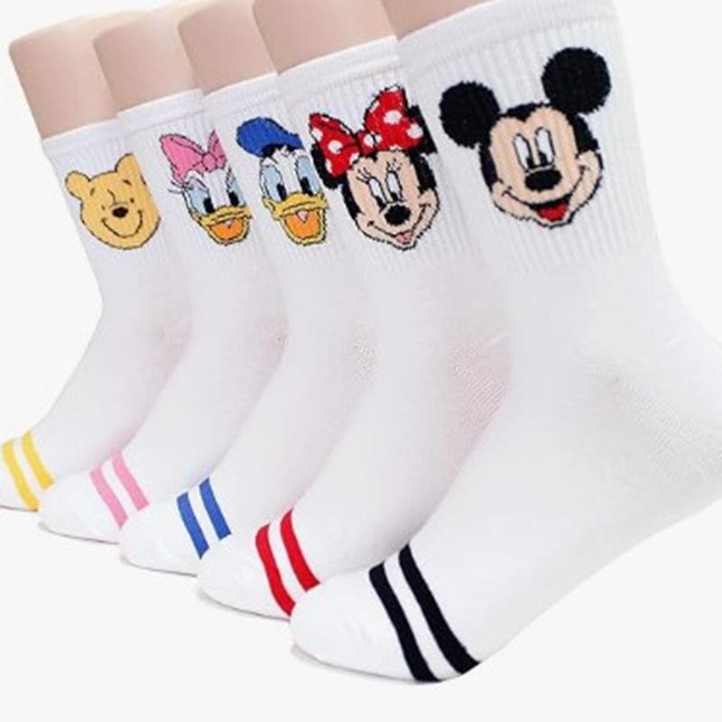 Socks women's medium tube socks, Korean cartoon cute and sweet Korean version of stockings cotton socks college style student socks women