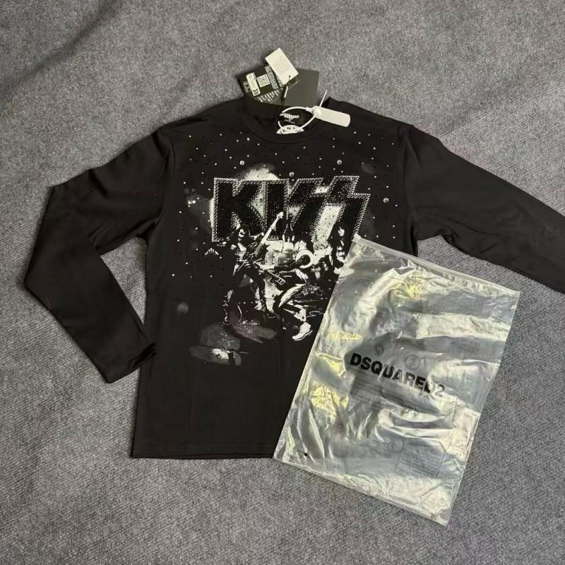 D2 American High Street Band Graphic T-Shirt Unisex Casual Basic Black Crewneck Short Sleeve