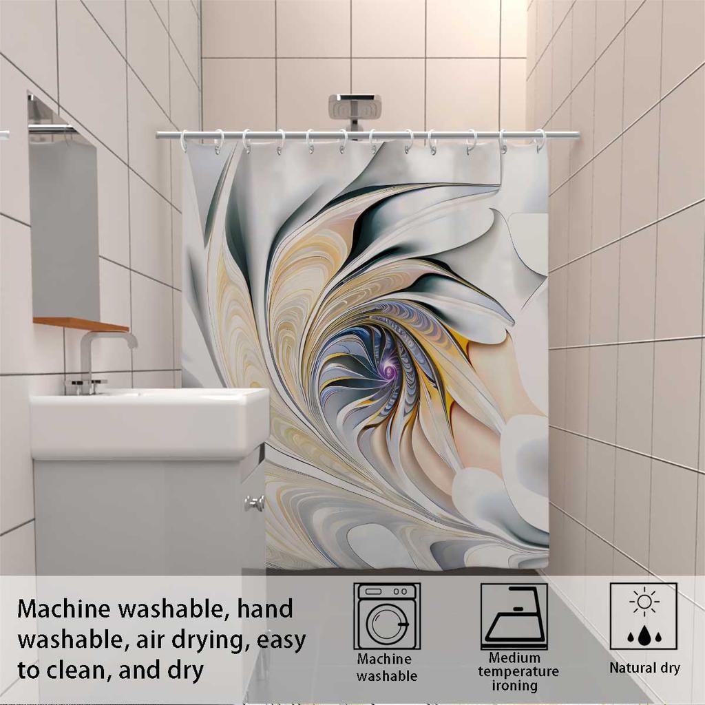 1pc Abstract Art Print Shower Curtain,with 12 Hooks,Machine Washable,for Shower Partition and Privacy Protection,Easy To Install