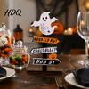Halloween Atmosphere Props Wooden Sign Decoration DIY Ghost Pumpkin Bat Tabletop Ornament with Party Centerpieces Spooky Slogans Rustic for