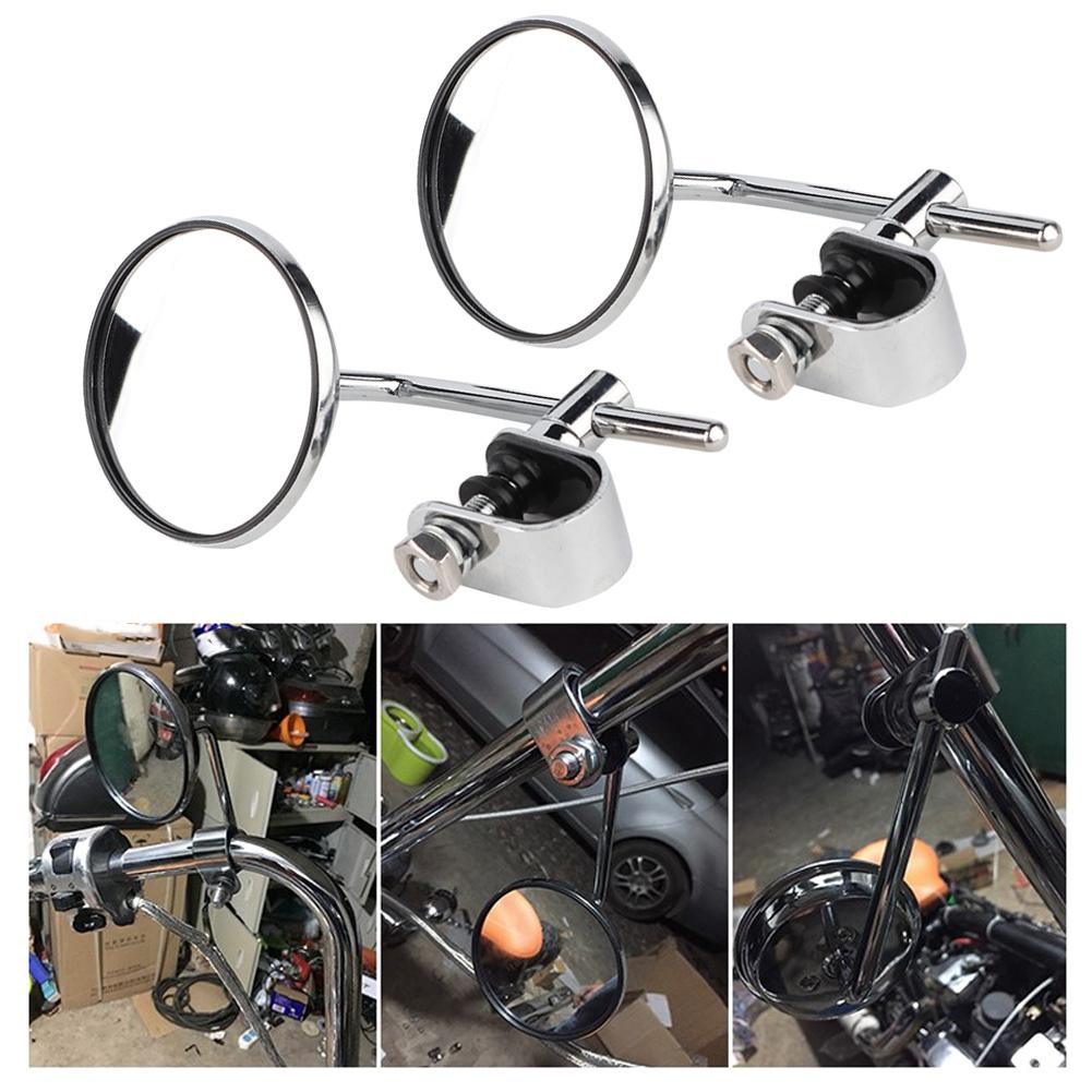 Vintage Round Shape Reflective Modified Rear View Mirror for Motorcycle Motorbike (Silver)