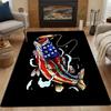 Patriotic Fish Art with Stars and Stripes Patterned Carpet, Non Slip Mat Suitable for Living Room and Bedroom Sofas
