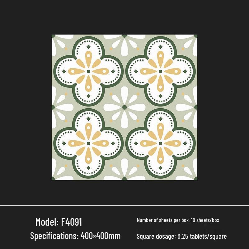 400x400 Zelená francouzská retro dlaždice s malým květinovým vzorem pro kuchyň, koupelnu, balkon a podlahu
