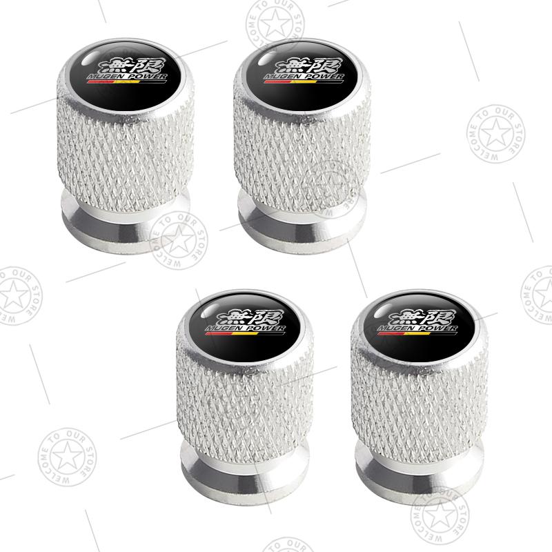 4pcs Mugen Power Typer Logo Car Wheel Tire Valve Caps Air Stem Aluminum Accessories For Honda Civic Fit Jazz Accord Inspire City