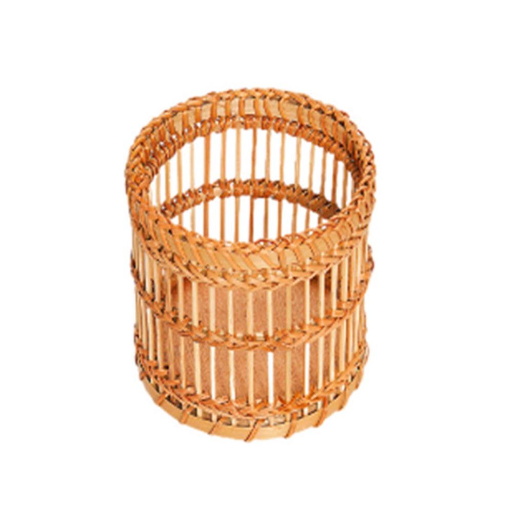 Tabletop Storage Bamboo Woven Pen Container Multi-functional Storage Basket  School