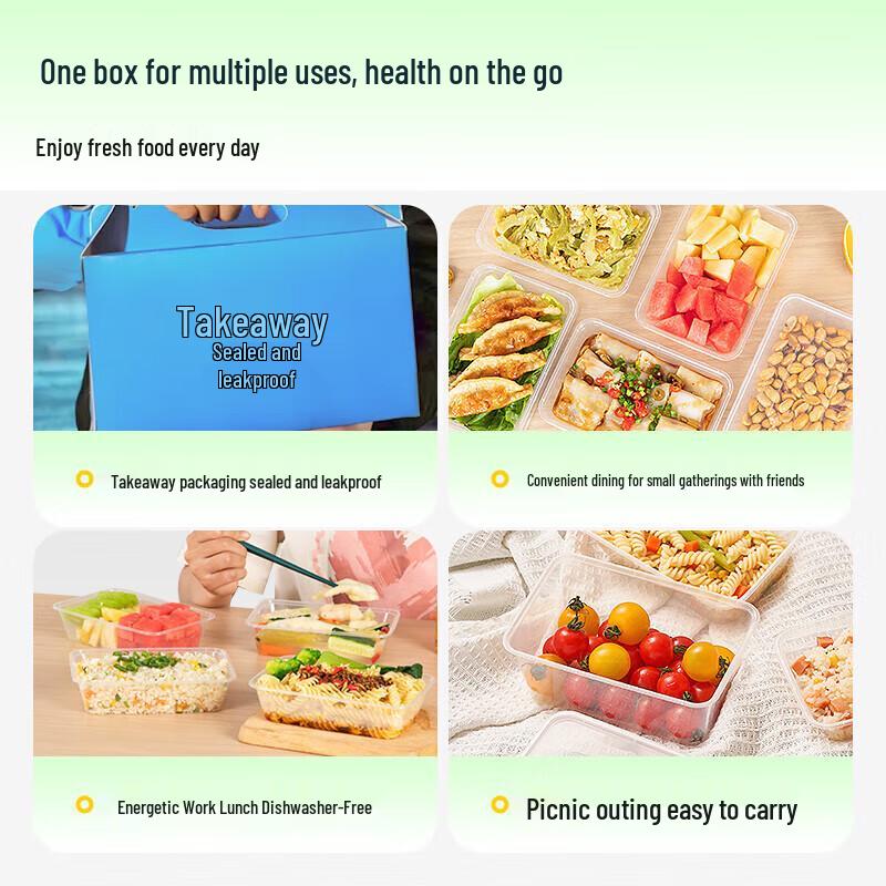 Temeiju Disposable Rectangular Food Containers with Lids (300-Pack)