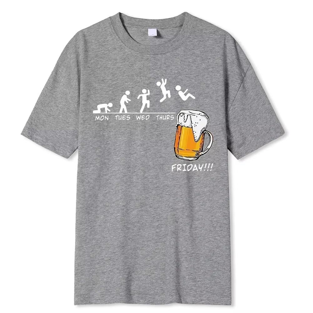 Friday Beer Print Men's Brand T-shirts Funny Graphic Hip Hop Summer Men Tshirts Streetwear  Harajuku T-Shirt Short Sleeve