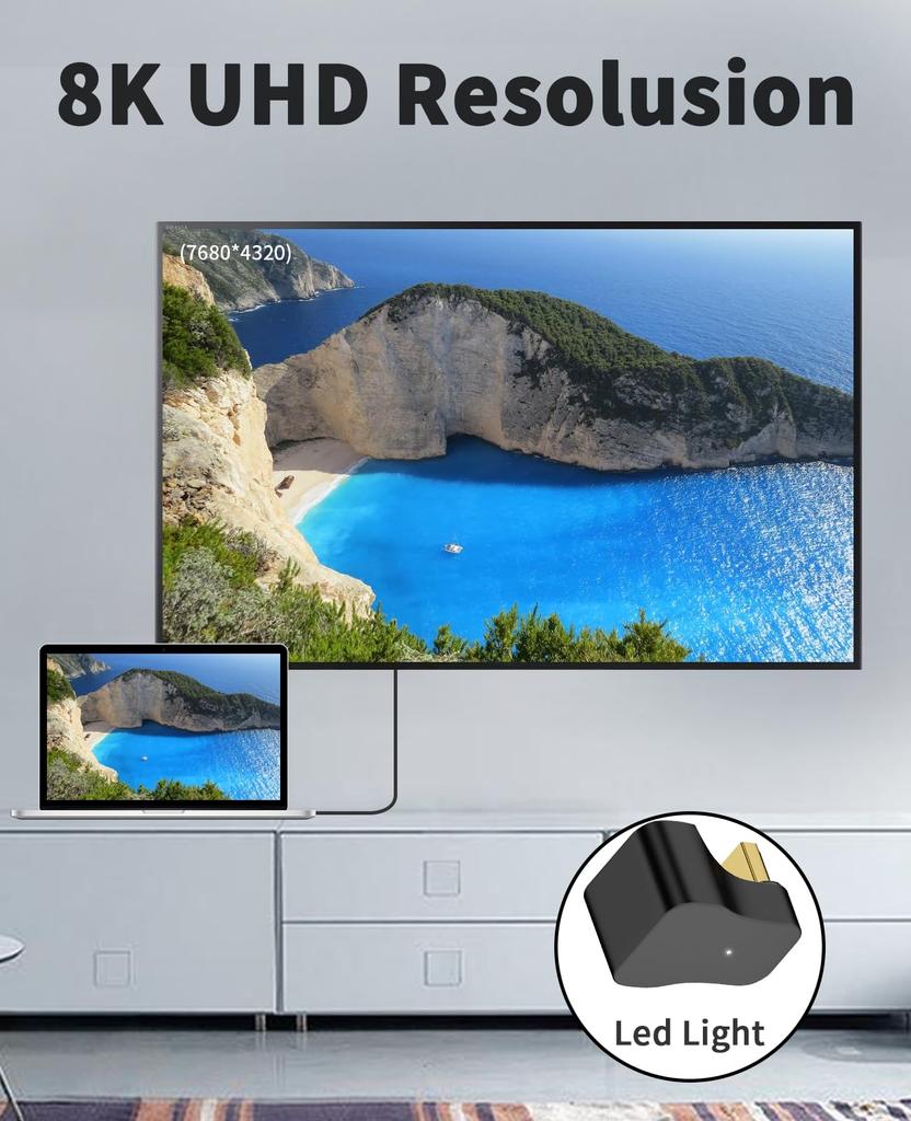 Poyiccot 8K HDMI 48Gbps HDMI Conversion Adapter 180 Degree Angle Change Male To Female HDMI Extension Adapter TV Stick PC Compatible Gold Plated Set