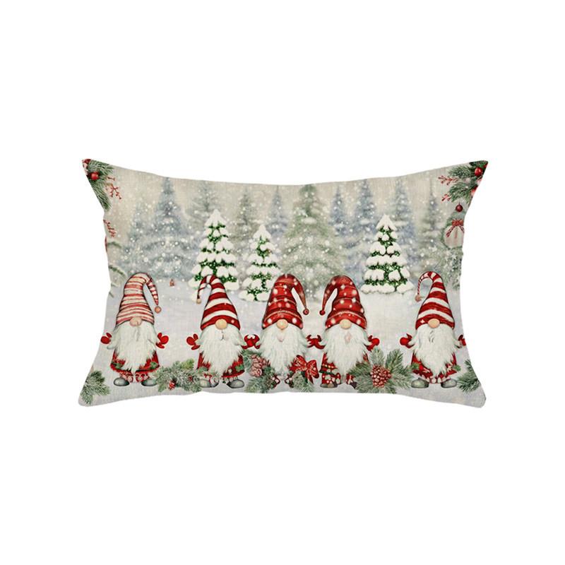 Christmas Atmosphere Pillow Cover Santa Claus Home Snow Scene Print Sofa Bedside Decoration Cushion Cover