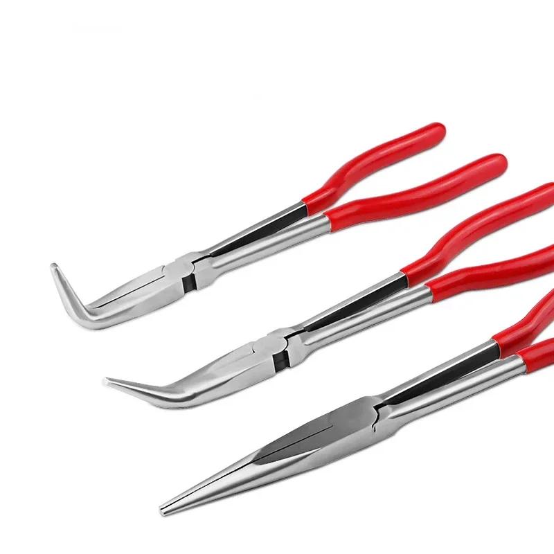 45&90 Degree Long Handled Crucible Pliers, Curved Needle Nose Pliers, Right Angle Curved Pliers for Jewelry Making
