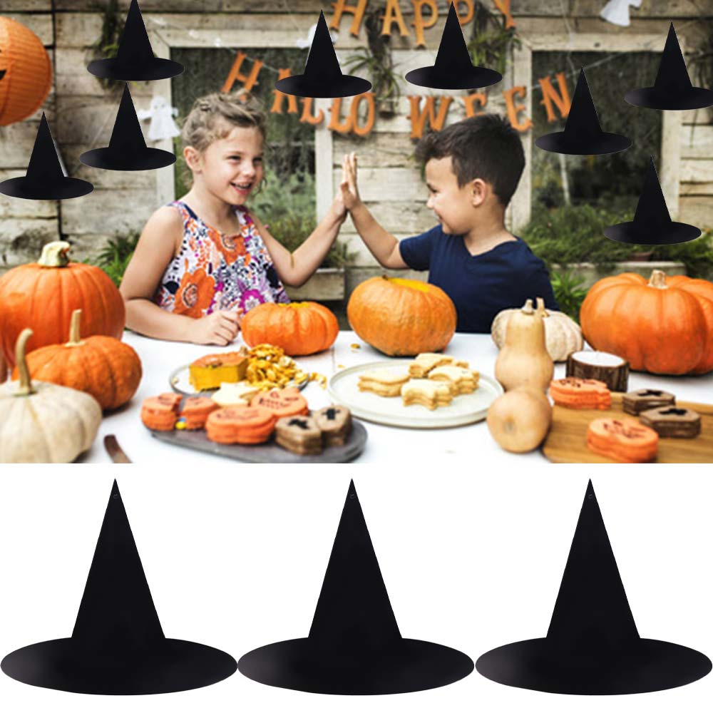 12pcs Handmade Witch Hat Decoration Spooky Hat Wall Decor Hanging Wizard Caps  Indoor Outdoor Decor