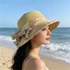 Floral Straw Hat Women's Summer Beach Hat New Sun Hat French Face Covering Sun Hat Annual Sun Protection Hat Seaside Photo