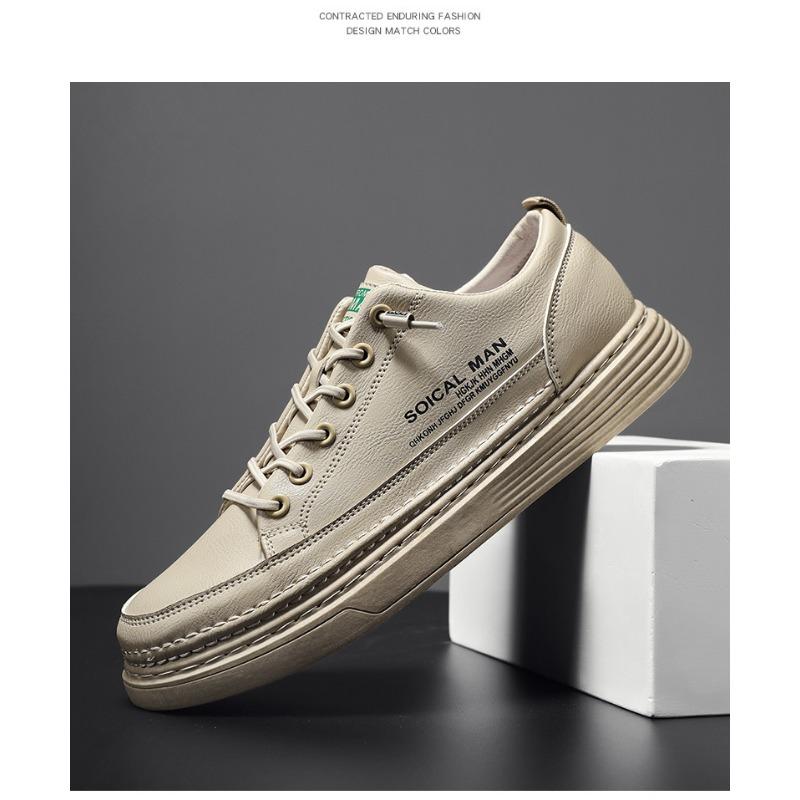 Schuhe für Herren Frühling Neu Lässig Wasserdicht Leder Panel Schuhe Vielseitig Herren Weiche Sohle Herrenschuhe