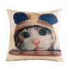 45x45cm Cartoon Cat Geometric Printed Sofa Cushion Cover Cotton Linen Home Living Room Decoration