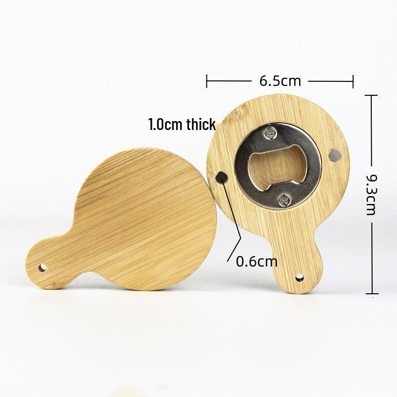 Magnetic Bamboo Wood & Stainless Steel Bottle Opener/Fridge Magnet Multi-functional Sticker, zkp-02.