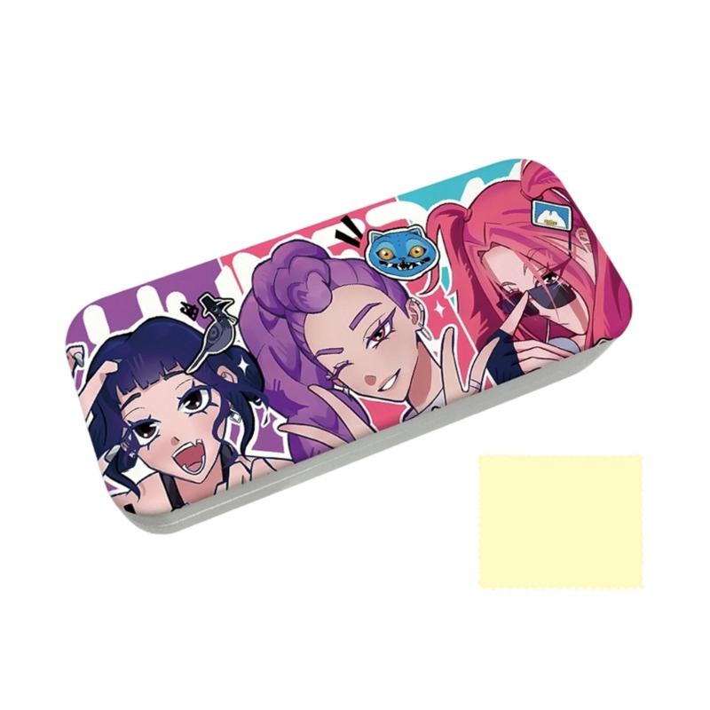 Anime PU Leather Glasses Case Witch Hunters Design Soft Lining for Scratch Prevent Eyewear Holder for Daily Travel Use