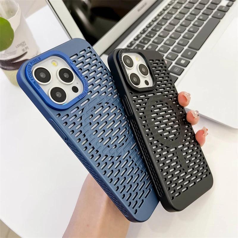 Hollow Heat Dissipation Macsafe Magnetic Case for Magsafe IPhone 15 14 13 12 11 Pro Max Plus 15Pro Mac Safe Used Phones Cover