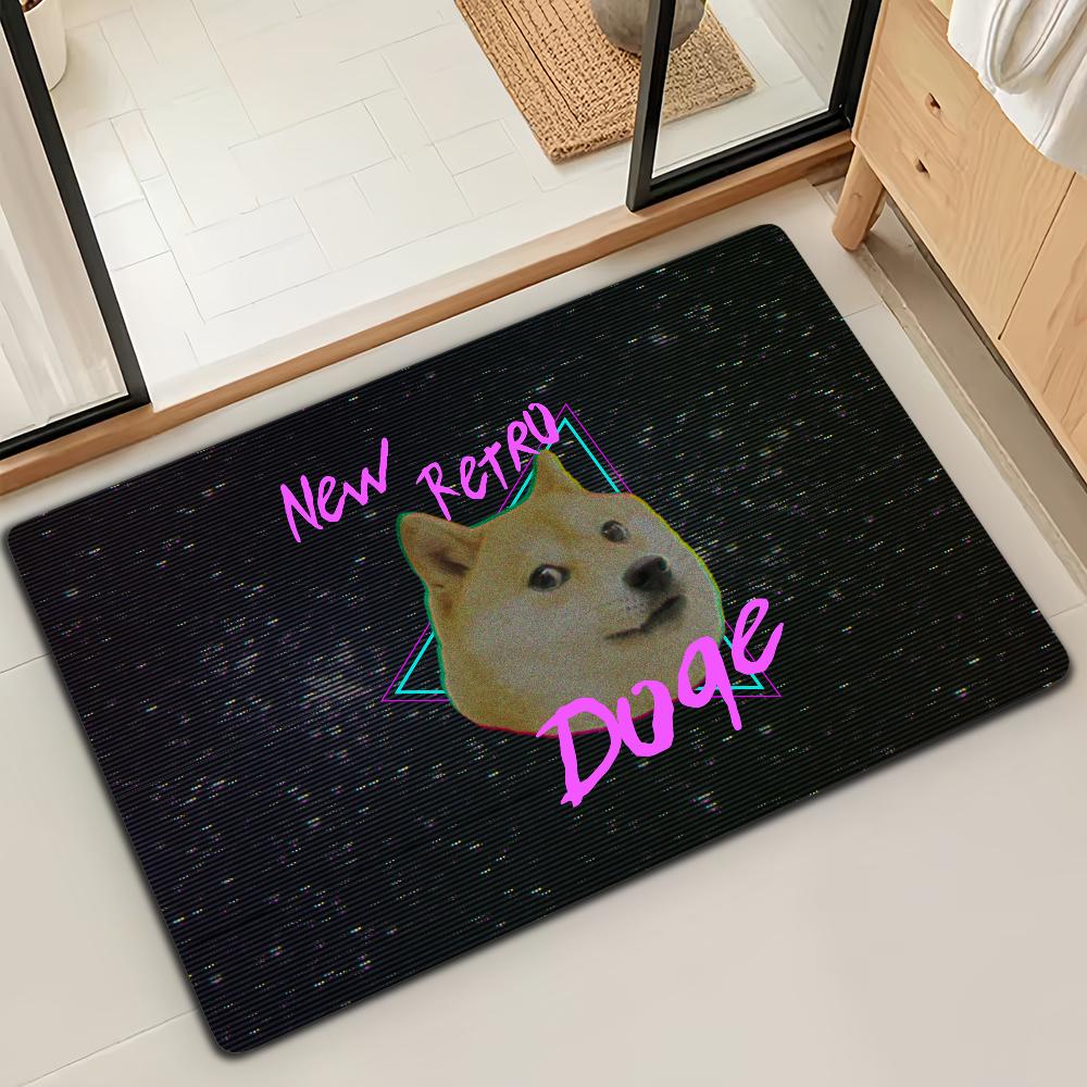 Doge funny Emoticon S-Shiba M-Meme Microfiber Decorative Versatile Flannel Floor Bath Door Mat Quick Dry Absorbent Non-slip Sole