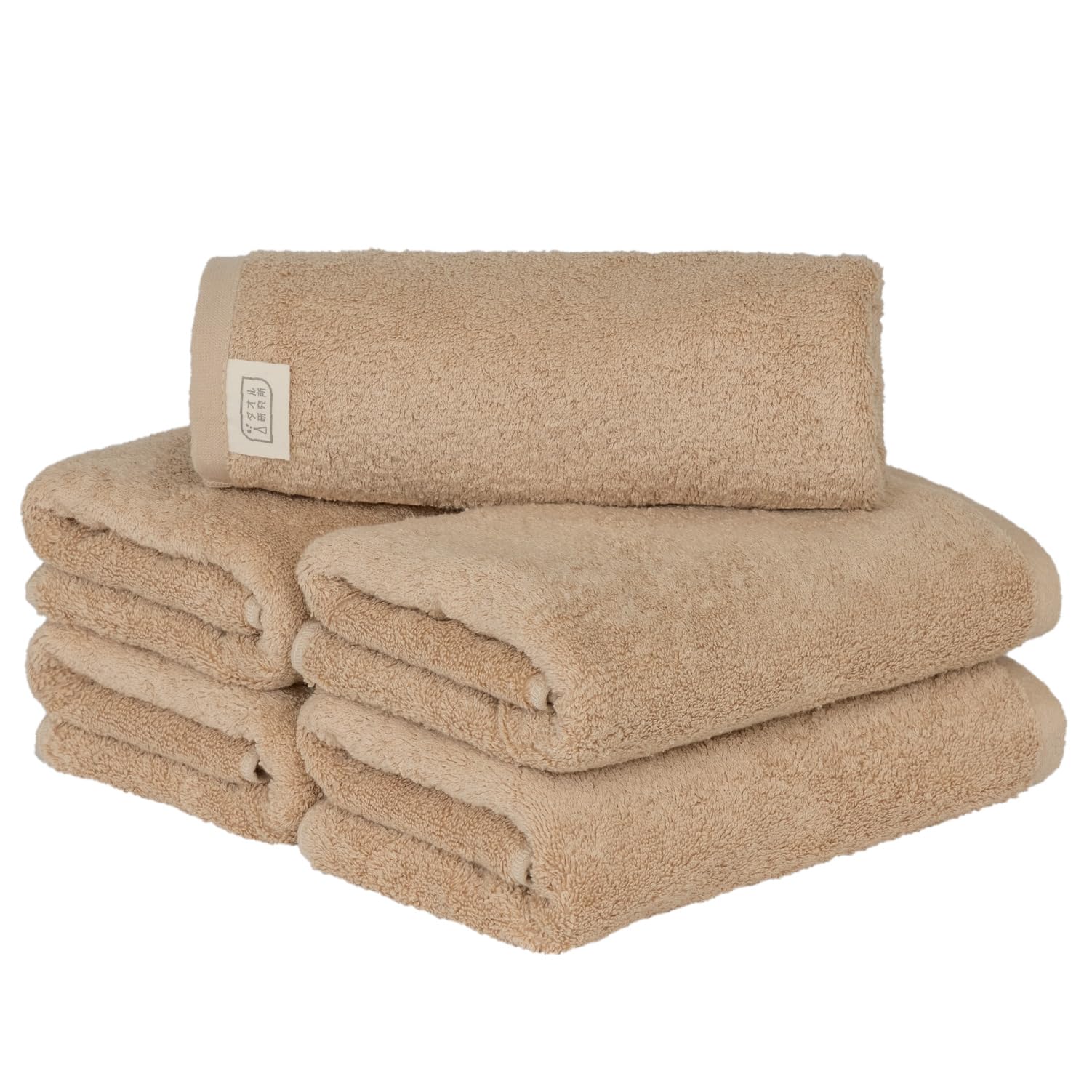 

Towel Laboratory Mini Bath Sand Set of JapanTechnology [Volume Rich] #003 Towels, Beige, 5, Hotel-Quality, Thick, Fluffy, High-Breathability,