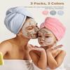 Microfiber Hair Towel, 3 Packs Hair Turbans for Wet Hair, Drying Hair Wrap Towels for Curly Hair Women Anti Frizz (Blue,Grey,Pink)