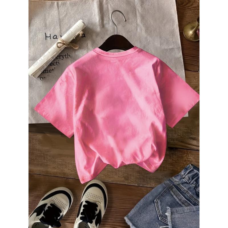 European Sizes Cute And Stylish Spanish "More Love" Heart Print Short-Sleeve T-Shirt for Girls. Fun Design, Soft And Comfortable Fabric