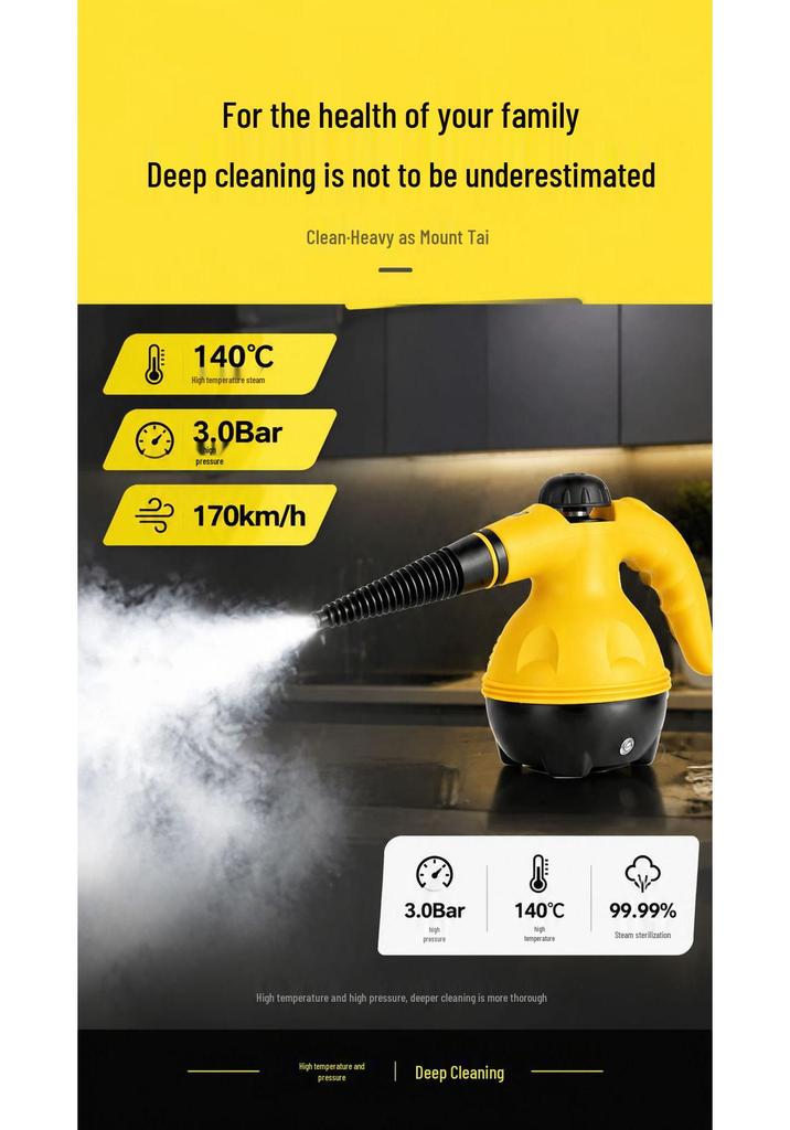High-Pressure Handheld Steam Cleaner: Portable Multi-functional Kitchen Range Hood Cleaning Machine