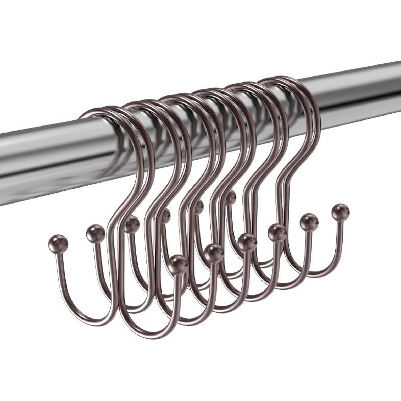 Chrome Shower Curtain Hooks Double Sided,Rust Proof Double Shower Curtain Rings for Bathroom Shower Rods, Anti-Drop Double Shower Rings for Curtain,