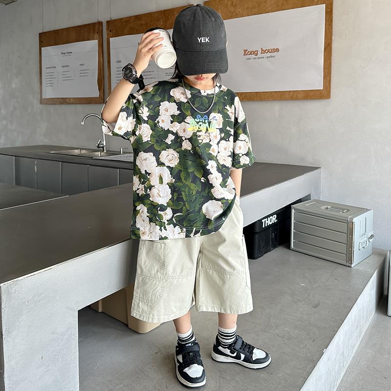 Boys' Short Sleeved T-shirt for Summer 2026, New Big Children's Summer Outfit, Pure Cotton Half Sleeved Top, Boys' Summer T-shirt
