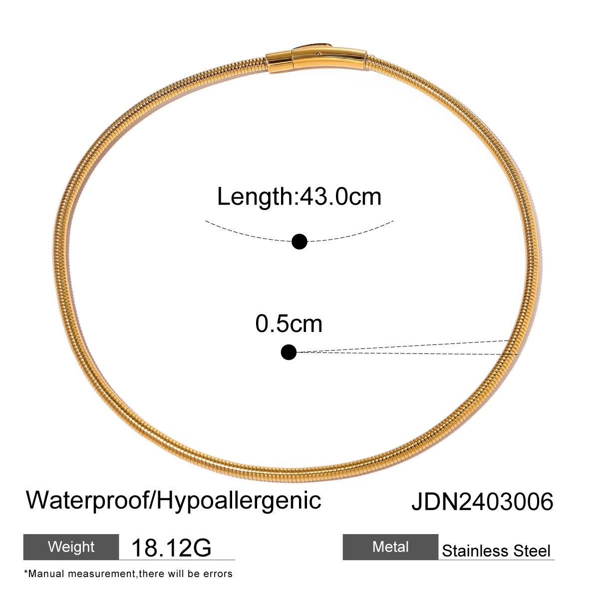 Европейский и американский 16-каратное золото нержавеющая сталь золотой круглая змеиная кость цепь ожерелье ins холодный ветер дизайн шейная цепочка