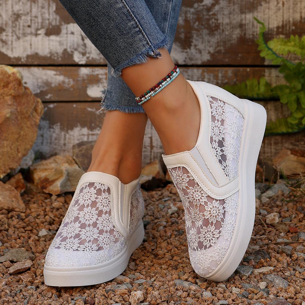 Fashion Comfortable Women Loafers Sandals Lace Slip On Walking Shoes White Designer Casual Shoes Ballet Sandals Women Shoes for Women