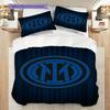 Biancheria da letto con sfondo stemma Inter Milan (1 * copripiumino + 2 * federa, senza nucleo) Set biancheria da letto morbido e confortevole Regalo di Natale compleanno