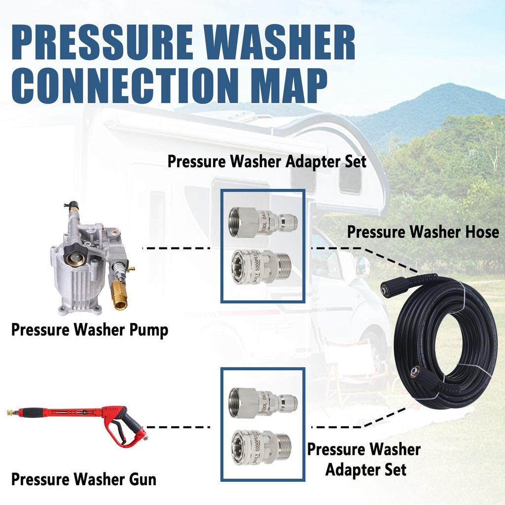Karcher High-Pressure Washer Adapter Kit with 3/8" Swivel Joint & M22-14 Stainless Steel Quick Disconnect