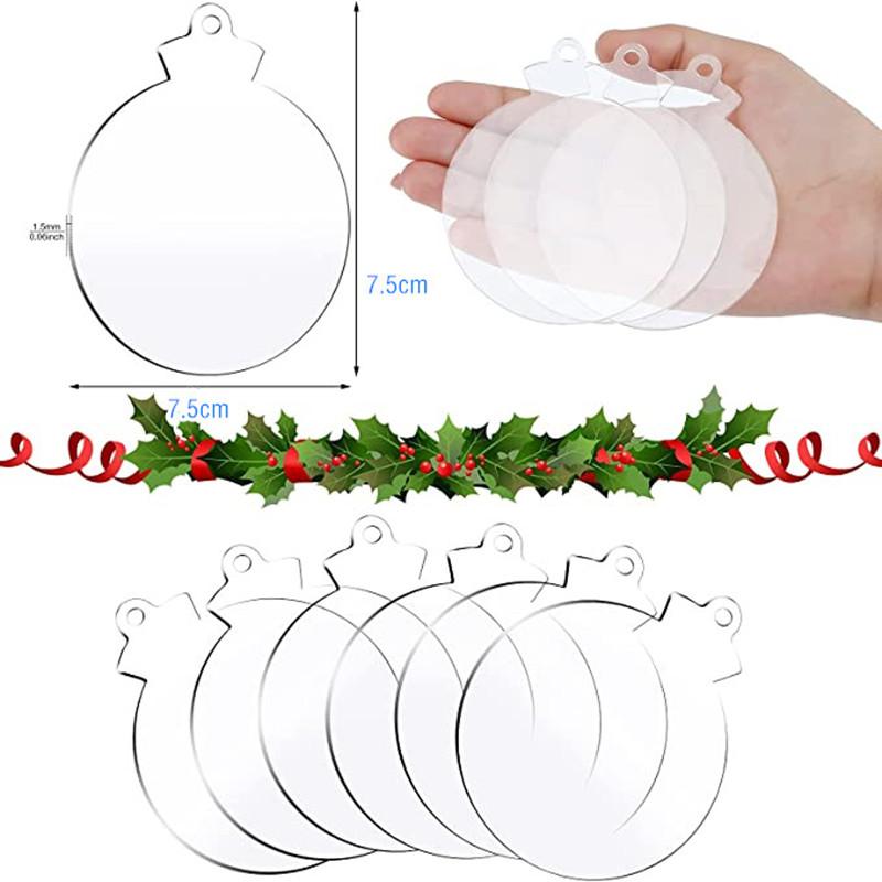 30Pcs Clear Acrylic Christmas Ornament Blank Transparent Acrylic Circle Disc DIY Crafts Christmas Round Acrylic Hangings