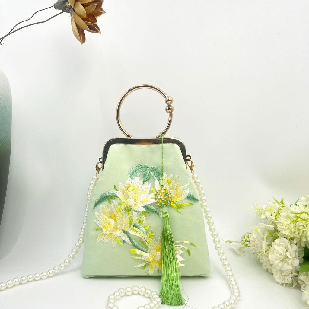 Elegant Brocade Chinese Cheongsam Handbag Clasp Purse - Large Capacity Single Shoulder Crossbody