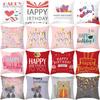 1Pcs 45cm Cartoon HAPPY BIRTHDAY Theme Style Peach Skin Pillow Case Vibrant Pink Cute Cushion Cover Home Textile Supplies