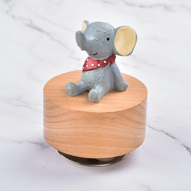 Hölzerne Spieluhr mit rotierender kleiner Tierfigur Mechanisches Musikalisches Ornament für Heimdekoration und ein einzigartiges Geschenk